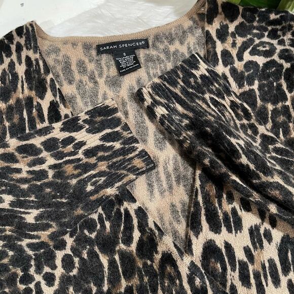 NEW Sarah Spencer Wool Angora Spotted Leopard Faux Wrap V-Neck Sweater S NWOT - Picture 13 of 16